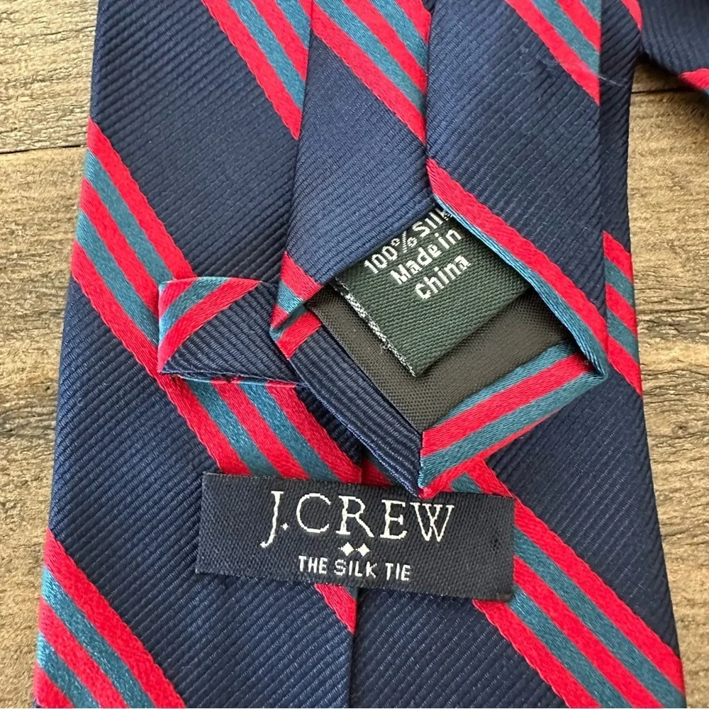 J Crew Mens The Silk Tie Striped Blue Red Business Church‎ Wedding School